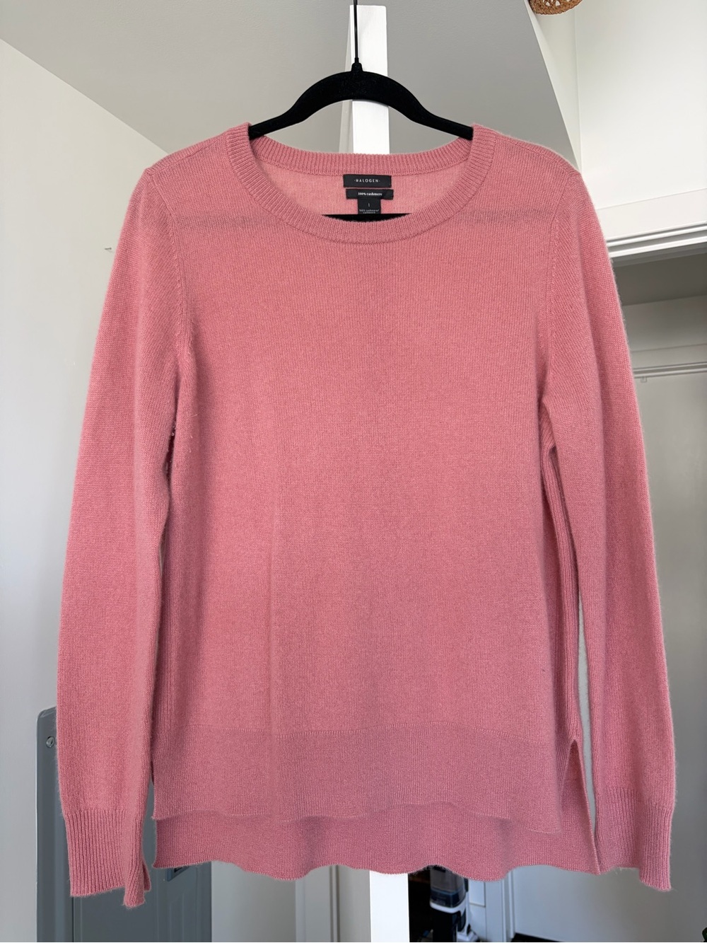 Halogen 100% Cashmere Crewneck Sweater Dusty Rose Size L